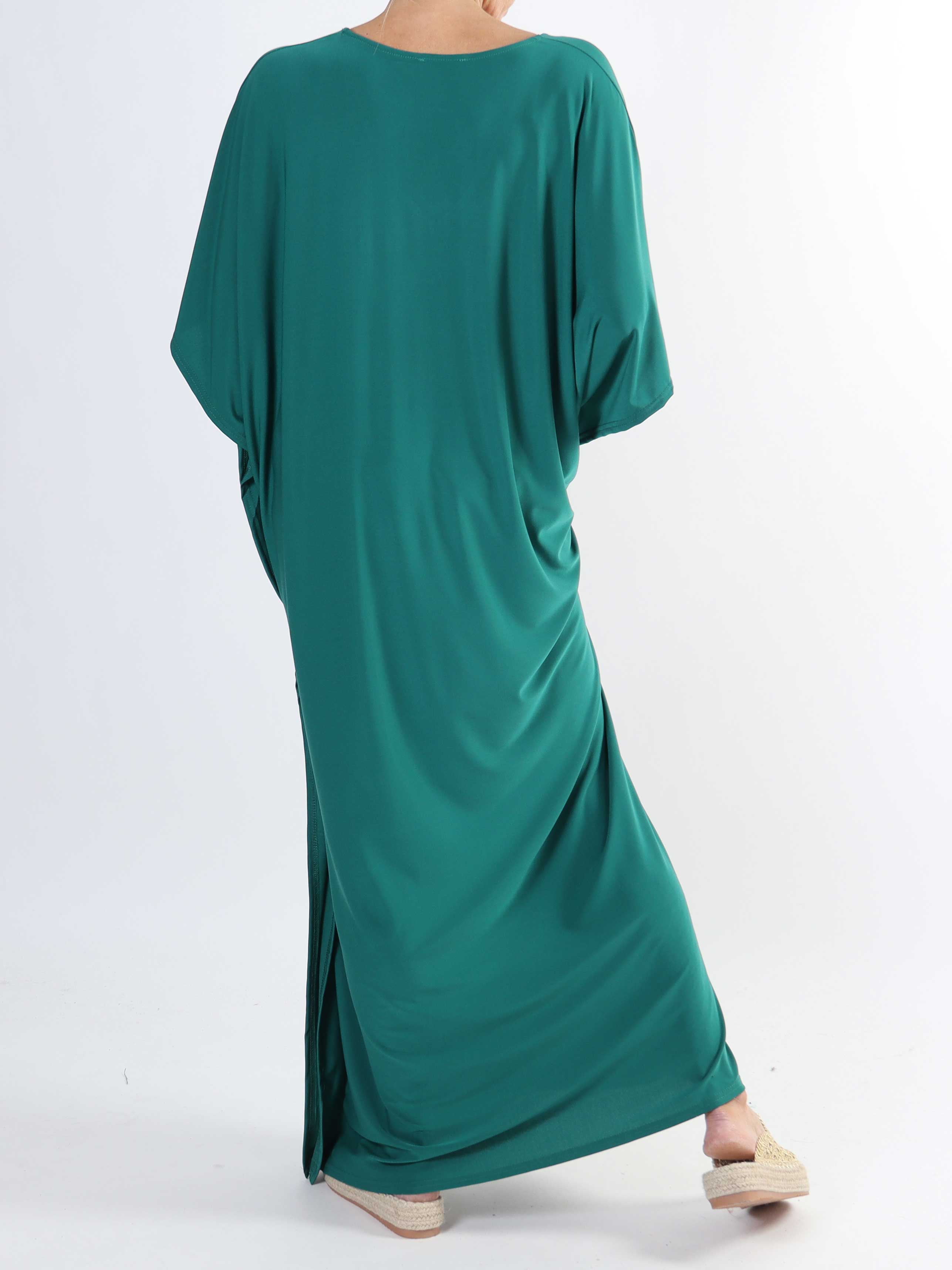 Azmina Plain Long - Ensfarvet elastisk plus size tunika